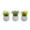 Pure Garden Faux Flowers-3-Piece Assorted Natural Lifelike Floral 6.25" Tall Arrangements and Imitation Greenery in Vases